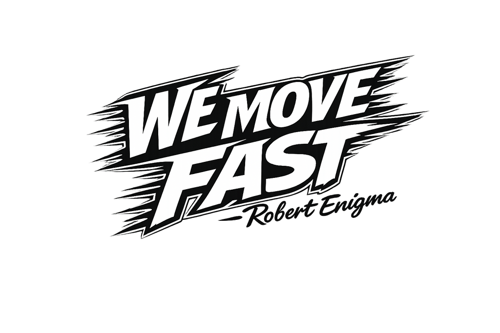 FLOATING HEADS™ "WE MOVE FAST" — ROBERT ENIGMA UNISEX TEE