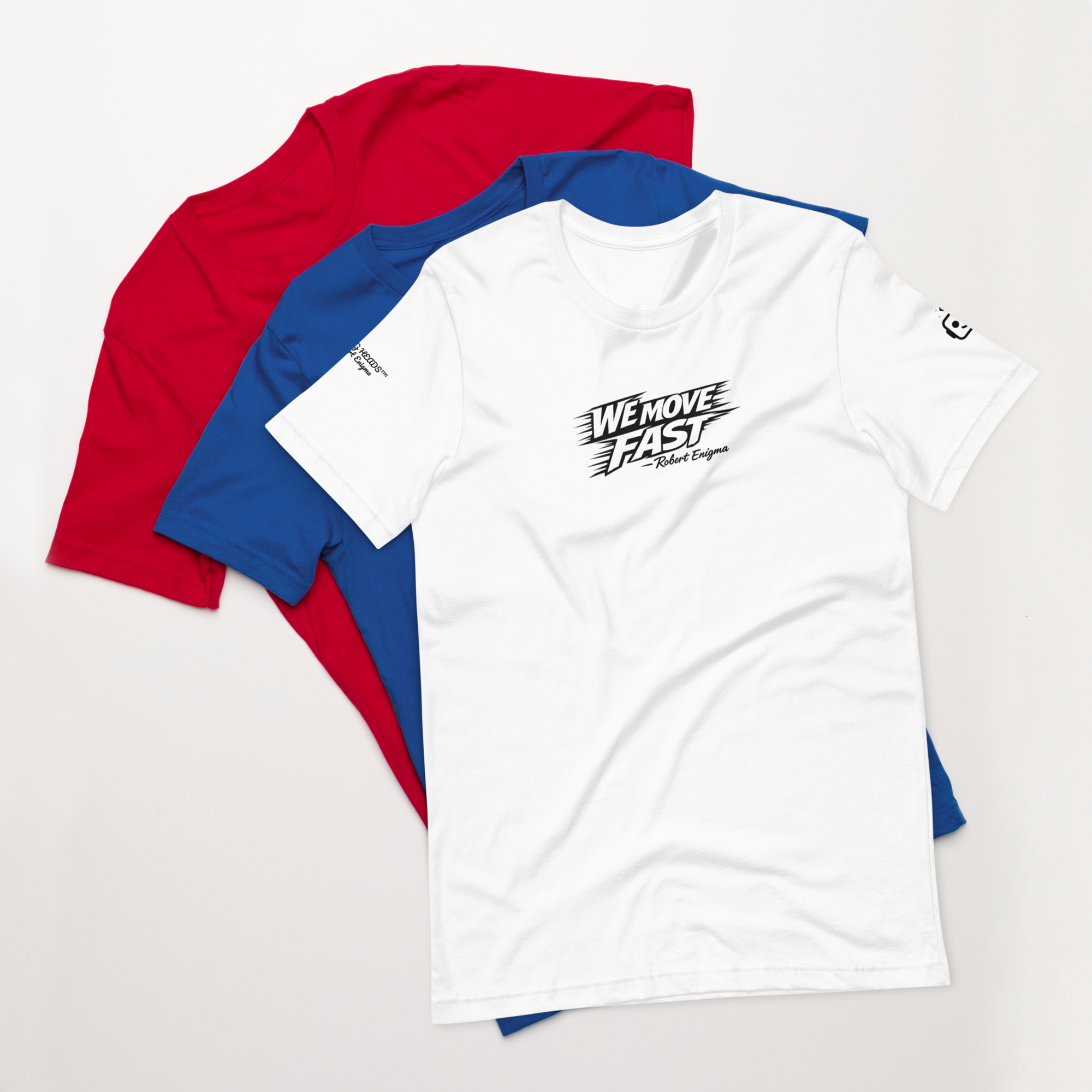 FLOATING HEADS™ "WE MOVE FAST" — ROBERT ENIGMA UNISEX TEE